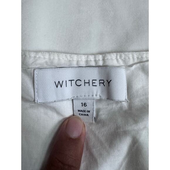 Witchery White Tiered Cotton Linen Blend Mini Dress Women’s Size 16 - Picture 5 of 5